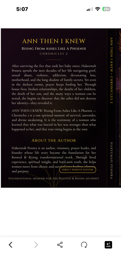 Ann Then I Knew: Rising From Ashes Like A Phoenix — Chronicles 2