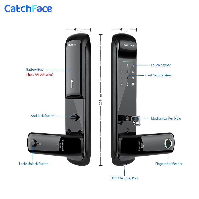Electronic Fingerprint Biometric Frosted Panel Digital Smart Door Lock