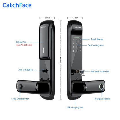 Electronic Fingerprint Biometric Frosted Panel Digital Smart Door Lock